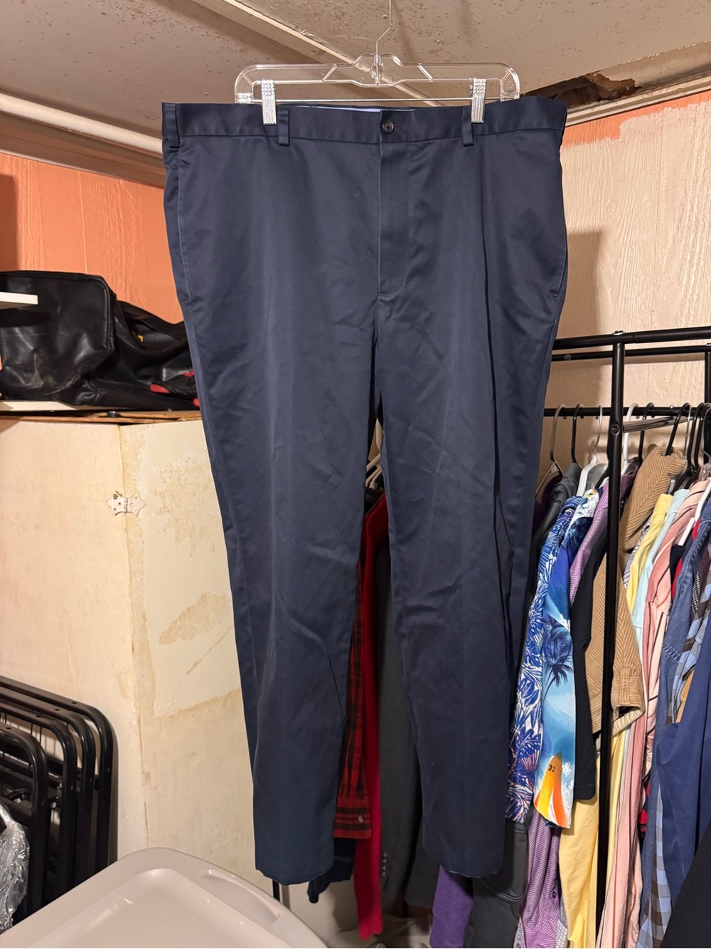 Brooks Brothers Advantage Clark Fit Chino Pants Mens 40x30 Navy Blue Cotton Flat